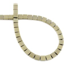 Uçar Doğal Taş Hematit Doğal Taş Mat Antik Sarı Yassı Kare Kesim 4x4mm Dizi [AA]