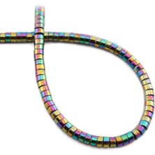 Uçar Doğal Taş Hematit Doğal Taş Parlak Gökkuşağı Rondela Kesim 4x2mm Dizi [AA]