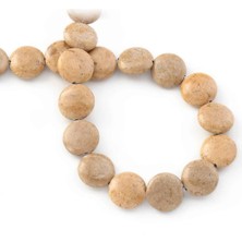 Uçar Doğal Taş Jasper Doğal Taş Parlak Krem Daire Kesim 14mm Dizi [AB+]