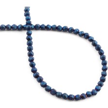 Uçar Doğal Taş Hematit Doğal Taş Mat Mavi Hegzagonal Kesim 4x4mm Dizi [AA]