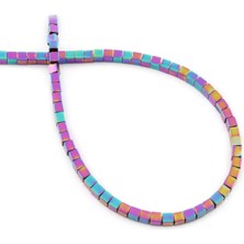 Uçar Doğal Taş Hematit Doğal Taş Parlak Gökkuşağı Küp Kesim 2x2mm Dizi [AA]