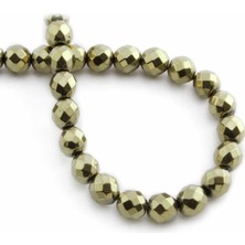 Uçar Doğal Taş Hematit Doğal Taş Parlak Antik Faset Küre Kesim 8mm Dizi