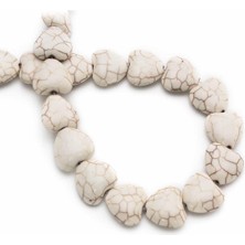 Uçar Doğal Taş Turkuaz Sıkma Doğal Taş Beyaz Kalp Kesim 14X6MM Dizi