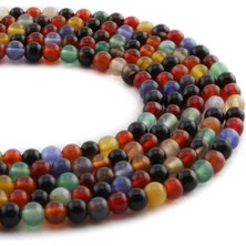 Uçar Doğal Taş Akik Doğal Taş Parlak Karışık Küre Kesim 4mm Dizi