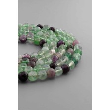 Uçar Doğal Taş Florit Doğal Taş Parlak Yeşil Küre Faset Kesim 8mm Dizi [AA]