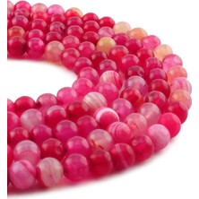 Uçar Doğal Taş Madagaskar Akik Doğal Taş Parlak Açık Fuşya Küre Kesim 8mm Dizi [AA]