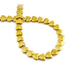 Uçar Doğal Taş Hematit Doğal Taş Parlak Gold Kalp Kesim 8mm Dizi