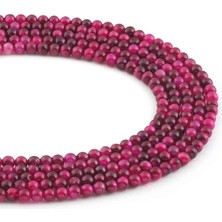 Uçar Doğal Taş Kaplangözü Doğal Taş Parlak Fuşya Küre Kesim 4mm Dizi