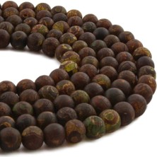 Uçar Doğal Taş Tibet Akik Doğal Taş Parlak Göz Desenli Yeşil Kahverengi 8mm Dizi