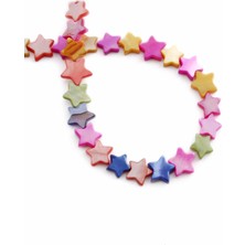 Uçar Doğal Taş Sedef Doğal Taş Parlak Renkli Yıldız Kesim 10mm Dizi [AB+]