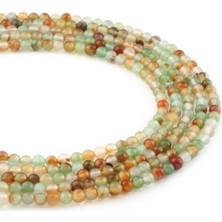 Uçar Doğal Taş Akik Doğal Taş Parlak Yeşil Küre Kesim 4mm Dizi [AA]