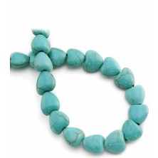 Uçar Doğal Taş Turkuaz Sıkma Mavi Kalp Kesim 10x6mm Dizi