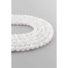 Uçar Doğal Taş Ay Taşı Doğal Taş Parlak Beyaz Küre Kesim 6mm Dizi [AA]