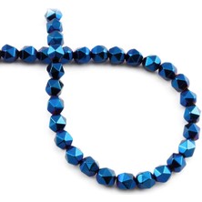 Uçar Doğal Taş Hematit Doğal Taş Parlak Mavi Hegzagonal Kesim 6x6mm Dizi [AA]