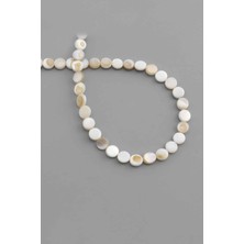 Uçar Doğal Taş Sedef Doğal Taş Parlak Kırık Beyaz Daire Kesim 6mm Dizi [AB+]