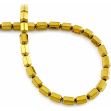 Uçar Doğal Taş Hematit Doğal Taş Parlak Gold Altıgen Silindir 4X6MM Dizi