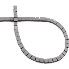 Uçar Doğal Taş Hematit Doğal Taş Mat Gri Yassı Kare Kesim 4x4mm Dizi [AA]