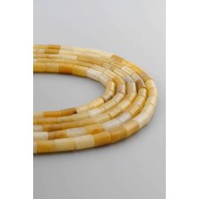 Uçar Doğal Taş Akik Doğal Taş Parlak Sarı Silindir Kesim 5x8mm Dizi [AA]