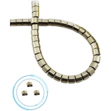 Uçar Doğal Taş Hematit Doğal Taş Parlak Antik Sarı Bombeli Kesim Çift Delik 6x6mm Dizi [AA]