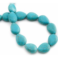 Uçar Doğal Taş Turkuaz Sıkma Mavi Damla Kesim 15x19mm Dizi