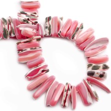 Uçar Doğal Taş Sedef Doğal Taş Parlak Açık Pembe Amorf Kesim 26x7mm Dizi [AB+]