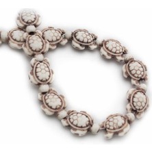 Uçar Doğal Taş Turkuaz Sıkma Doğal Taş Kaplumbağa Kesim Beyaz 10MM Dizi