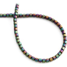 Uçar Doğal Taş Hematit Doğal Taş Mat Gökkuşağı Silindir Kesim 3x3mm Dizi [AA]