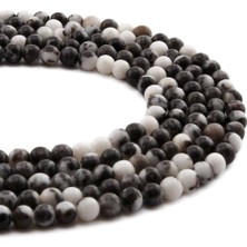 Uçar Doğal Taş Panda Jasper Doğal Taş Parlak Küre Kesim 4mm Dizi