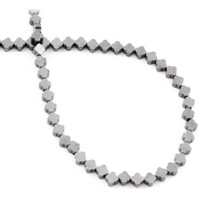 Uçar Doğal Taş Hematit Doğal Taş Parlak Füme Yonca Kesim 4x4mm Dizi [AA]