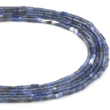 Uçar Doğal Taş Sodalit Doğal Taş Parlak Silindir Kesim 2x4mm Dizi [AA]