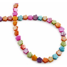 Uçar Doğal Taş Sedef Doğal Taş Parlak Karışık Çiçek Kesim 6x3mm Dizi [AA]