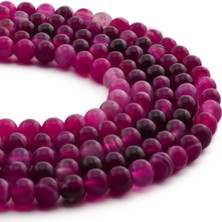 Uçar Doğal Taş Madagaskar Akik Doğal Taş Parlak Fuşya Küre Kesim 6mm Dizi
