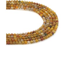 Uçar Doğal Taş Örümcek Akik Doğal Taş Parlak Sarı Küre Kesim 4mm Dizi