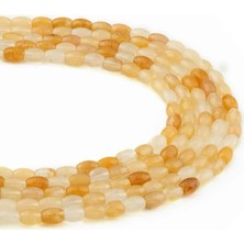 Uçar Doğal Taş Akik Doğal Taş Parlak Açık Turuncu Arpa Kesim 4x6mm Dizi [AA]