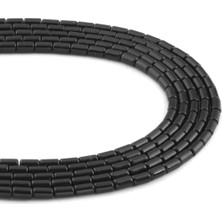 Uçar Doğal Taş Shungit Doğal Taş Parlak Silindir Kesim 3x6mm Dizi [AA]