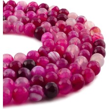 Uçar Doğal Taş Madagaskar Akik Doğal Taş Parlak Fuşya Küre Faset Kesim 8mm Dizi [AA]