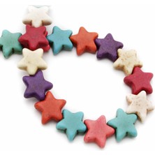 Uçar Doğal Taş Turkuaz Sıkma Doğal Taş Parlak Karışık Yıldız Kesim 15x6mm Dizi [B+]