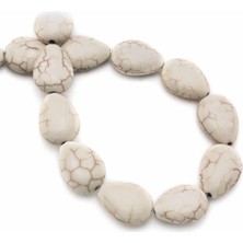 Uçar Doğal Taş Turkuaz Sıkma Beyaz Damla Kesim 13x17mm Dizi