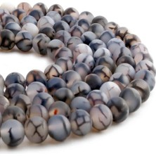 Uçar Doğal Taş Örümcek Akik Doğal Taş Mat Gri Küre Kesim 8mm Dizi