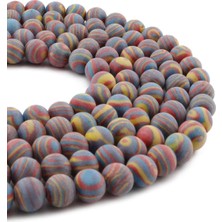 Uçar Doğal Taş Malakit Sıkma Doğal Taş Mat Sarı Küre Kesim 8mm Dizi [B+]