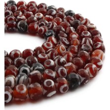 Uçar Doğal Taş Tibet Akik Doğal Taş Parlak Kızıl Faset Kesim 8mm Dizi [AA]