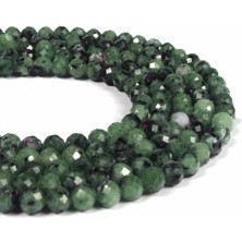 Uçar Doğal Taş Ruby Zoisit Doğal Taş Parlak Küre Kristal Kesim 6mm Dizi