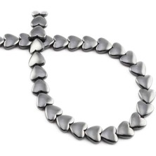 Uçar Doğal Taş Hematit Doğal Taş Parlak Füme Kalp Kesim 8mm Dizi [AA]