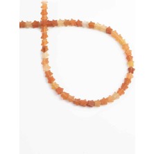 Uçar Doğal Taş Akik Doğal Taş Parlak Turuncu Yıldız Kesim 6mm Dizi [AA]