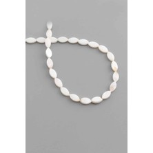 Uçar Doğal Taş Sedef Doğal Taş Parlak Beyaz Arpa Kesim 5x10mm Dizi [AA]