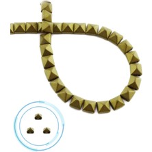 Uçar Doğal Taş Hematit Doğal Taş Mat Açık Sarı Piramit Kare Kesim Çift Delikli 6x6mm Dizi