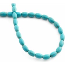 Uçar Doğal Taş Turkuaz Sıkma Doğal Taş Parlak Mavi Arpa Kesim 8x5mm Dizi [B+]