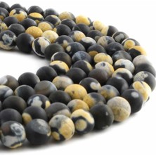 Uçar Doğal Taş Pat Pat Akik Doğal Taş Mat Sarı Küre Kesim 8mm Dizi