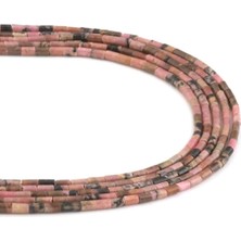 Uçar Doğal Taş Rodonit Doğal Taş Parlak Silindir Kesim 2x4mm Dizi [AA]