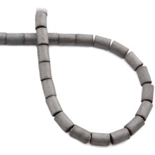 Uçar Doğal Taş Hematit Doğal Taş Mat Açık Gri Silindir Kesim 6x8mm Dizi [AA]